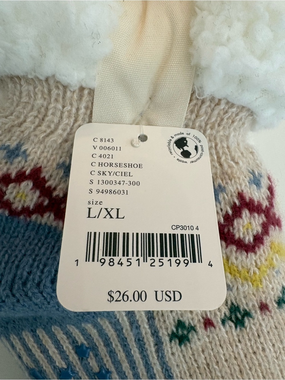 Free People Fair Isle Sherpa Slipper Socks Cozy Cabin Lounge Socks NWT - Picture 3 of 4